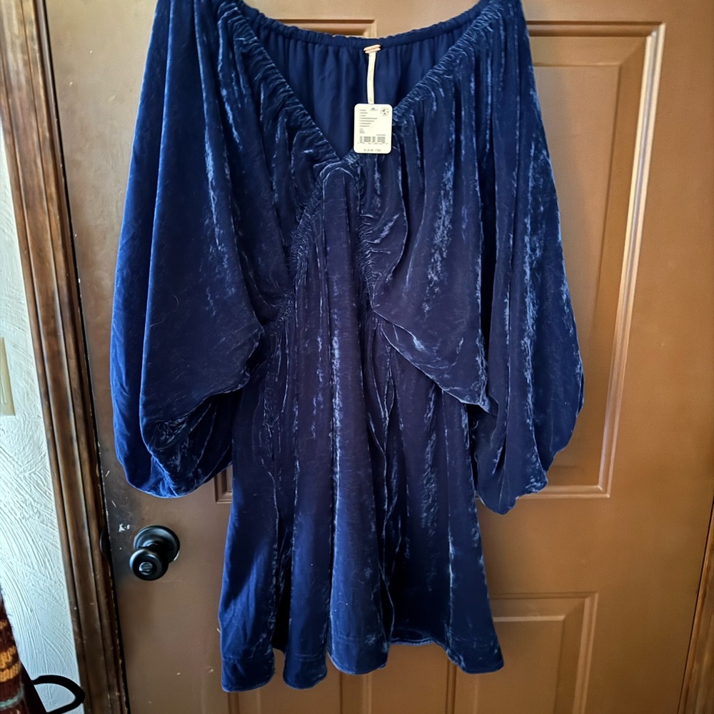 Free People Navy Long Sleeve Dress